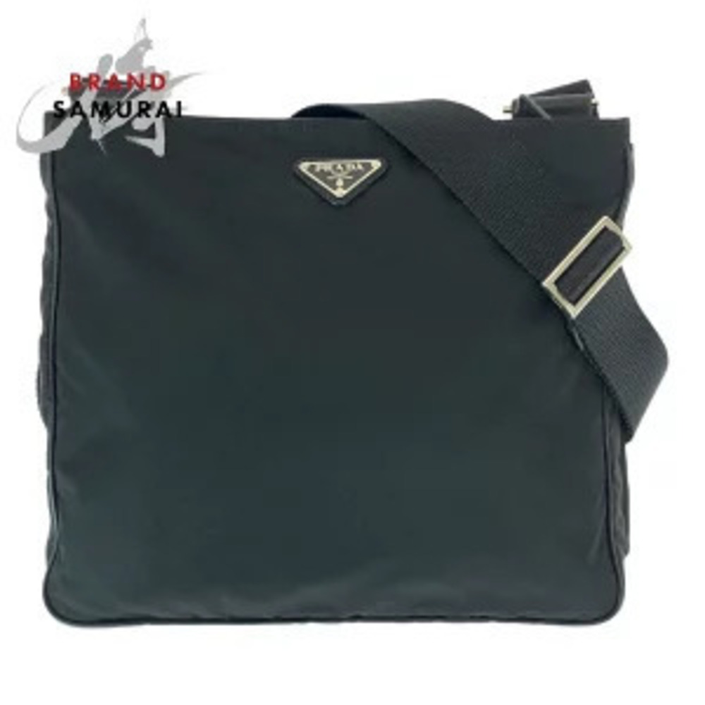 Prada Tessuto triangular plate black shoulder bag messenger